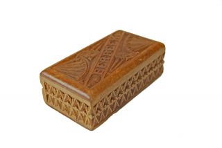 Antique Frisian Chip Carved Small Trinket Box.  Dutch. photo