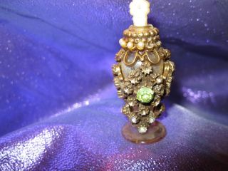 Antique Miniature Gold Filigree Perfume Bottle photo