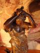 Large Moreau Art Nouveau Bronzed Spelter French Statue Sculpture Woman & Bird Metalware photo 4