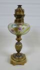 E20c French Oil Lamp With Champleve Enamel & Frosted Glass Enamelled Font Art Nouveau photo 1