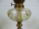 E20c French Oil Lamp With Champleve Enamel & Frosted Glass Enamelled Font Art Nouveau photo 4