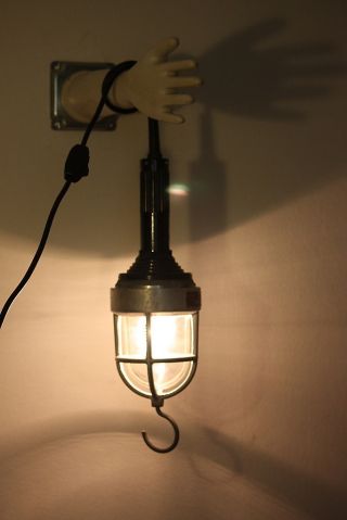 Hand Wall Light Vintage Industrial Lamp Safety Cage Mid Century Modern 50 ' S Loft photo