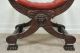 Antique Carved Mahogany North Wind Face Curule Throne Chair Renaissance Revival 1800-1899 photo 4