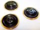 Vntg Set 3 Celluloid Buttons Cream & Tan 1½” Diameter 3/16” High Scallop Design Buttons photo 6