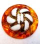Vintage Large 2 & 3/16” Root Beer Bakelite Button Gold & White Enamel Center Buttons photo 4