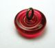Antique Charmstring Glass Button Red Dome W/ White Dot Swirl Back Buttons photo 2