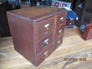 Early Library Bureau 6 Drawer Tiger Oak Dovetail Case Card File Visit Our Store photo