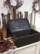 Primitive Wooden Punched Colonial Black Punched Tin Keeping Box Primitives photo 2