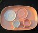 Russel Wright American Modern Coral Grey Demitasse Cups Saucer Tray Steubenville Mid-Century Modernism photo 1
