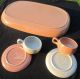 Russel Wright American Modern Coral Grey Demitasse Cups Saucer Tray Steubenville Mid-Century Modernism photo 4