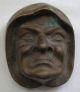 Small Arts Crafts Or Older Heavy Metal Man ' S Head In Hood Sculpture Rich Patina Arts & Crafts Movement photo 1