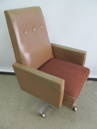 Vintage Mid Century Modern Style Office Recliner Swival Chair Vinyl Modern Chair photo