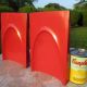 Atomic Starburst Fruit Chews Red Vintage Sculptural Mod Plastic Gaylord Bookends Mid-Century Modernism photo 2