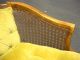 Gorgeous Pair French Cane Arm Chairs Tufted Yellow Velvet Vintage Mid Century Post-1950 photo 7