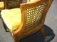 Gorgeous Pair French Cane Arm Chairs Tufted Yellow Velvet Vintage Mid Century Post-1950 photo 8