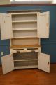 Lancaster County,  Pa Late 1800 ' S 2 Piece White Painted Stepback Cupboard Primitives photo 2