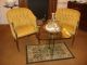 Gold Upholstered Club Pub Chair Library Vintage Button Tucked Easy 2 Available 1900-1950 photo 4