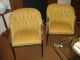 Gold Upholstered Club Pub Chair Library Vintage Button Tucked Easy 2 Available 1900-1950 photo 5