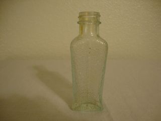 Fancy Antique Icy Aqua Crackle Glass Hair Lotion Waving Fluid Tonic Bottle photo
