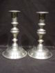 2 Vtg Woodbury Pewterers Tall Candle Stick Holders Pewter Candlestick Classic Metalware photo 1