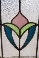Pair Of Antique Stained Glass Windows Victorian Tulips 1900-1940 photo 1