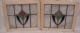 Pair Of Antique Stained Glass Windows Victorian Tulips 1900-1940 photo 4