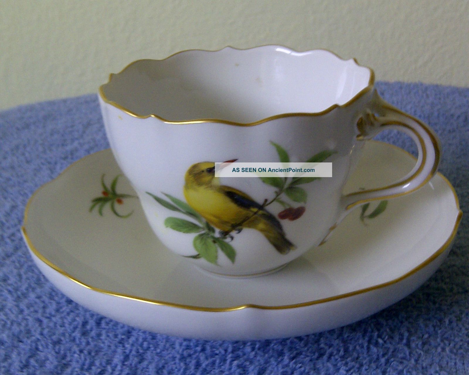 Unusual Hand Crafted Fine Porcelain Teacup And Saucer Meissen Germany Cups & Saucers photo