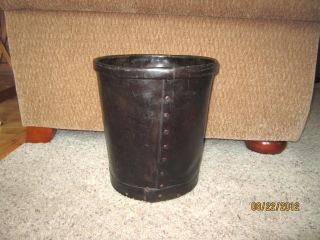 Old Leather? Arts & Crafts Trash Can Mission Waste Paper Basket Garbage Bucket photo