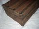 Antique Vintage Wood Wooden Leather Trim Flat Top Steamer Storage Trunk 1800-1899 photo 1