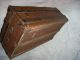Antique Vintage Wood Wooden Leather Trim Flat Top Steamer Storage Trunk 1800-1899 photo 4