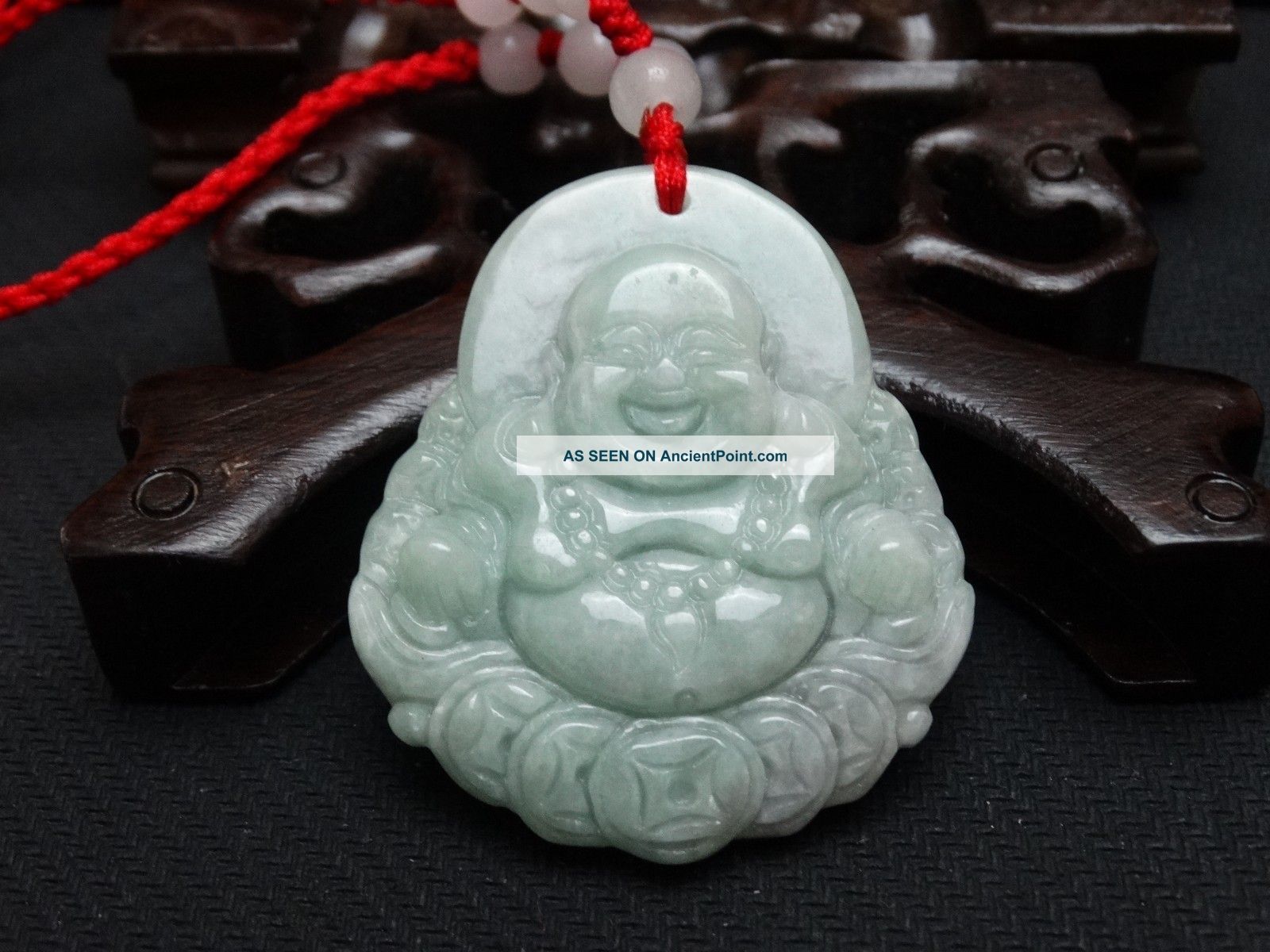 Light Green Natural A Jade Jadeite Pendant/laughing Buddha /2 Necklaces & Pendants photo