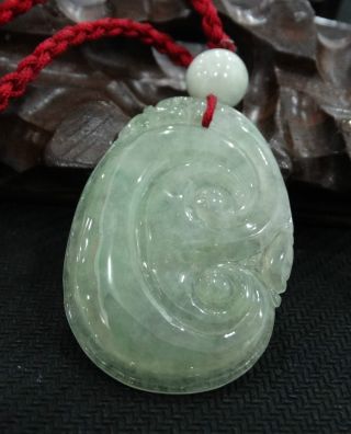 Green 100%natural Icy A Jade Jadeite Pendant/hand - Carved Ruyi/808 photo