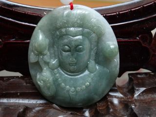 Oil Cyan 100%natural A Jade Jadeite Pendant/women Bodhisattva photo