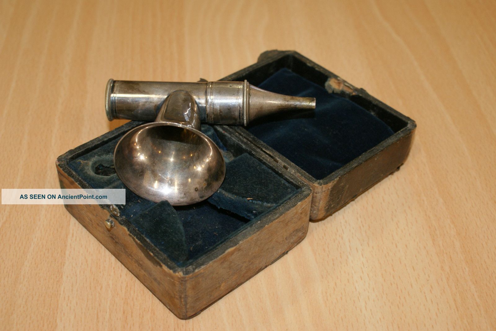 Antique Medical Instrument Ear Trumpet Stethoscope 19th Century Lens + A/f Box Other photo