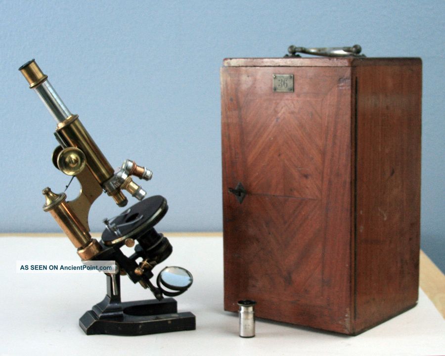 E Leitz Wetzlar Antique Brass Continental Microscope Stativ Ia W/wood Case 1900 Microscopes & Lab Equipment photo