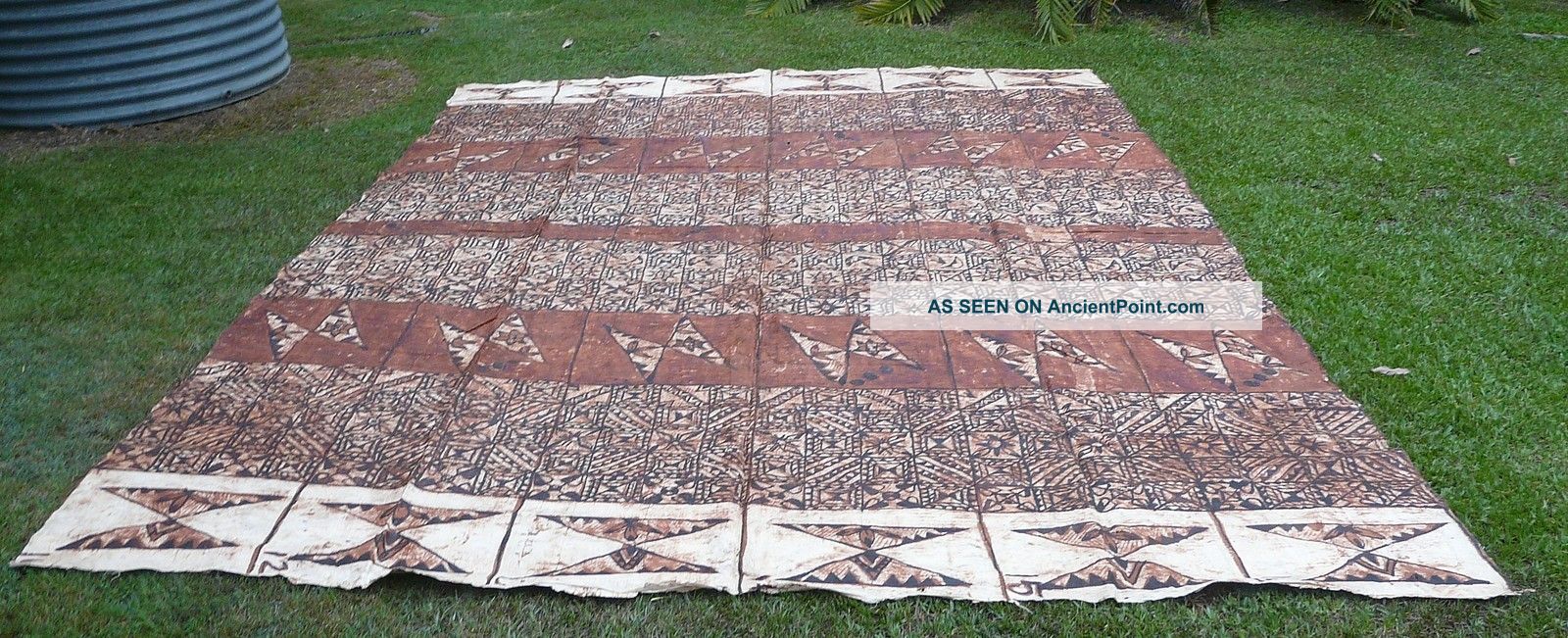 Very Large Old Traditional Ngatu Tapa Bark Cloth Tonga Age Patina Pacific Islands & Oceania photo