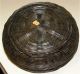 Antique Chinese Lacquered Medium Bamboo Sewing Basket Complete Glass Rings Beads Baskets photo 1