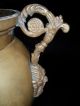 1800s Antique French Jardiniere Ornate Brass Planter Footed Tripod Handle Copper Metalware photo 9