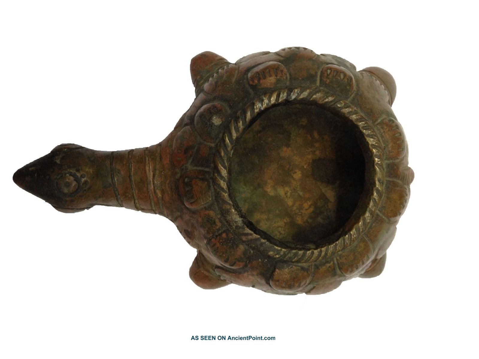 Vintage Old Brass Tortise Copper Cigrate Asstray With Craving Gh - 427 India photo