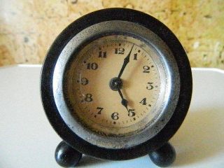 Small Art Deco Ebony/metal Mantel Clock - Working photo