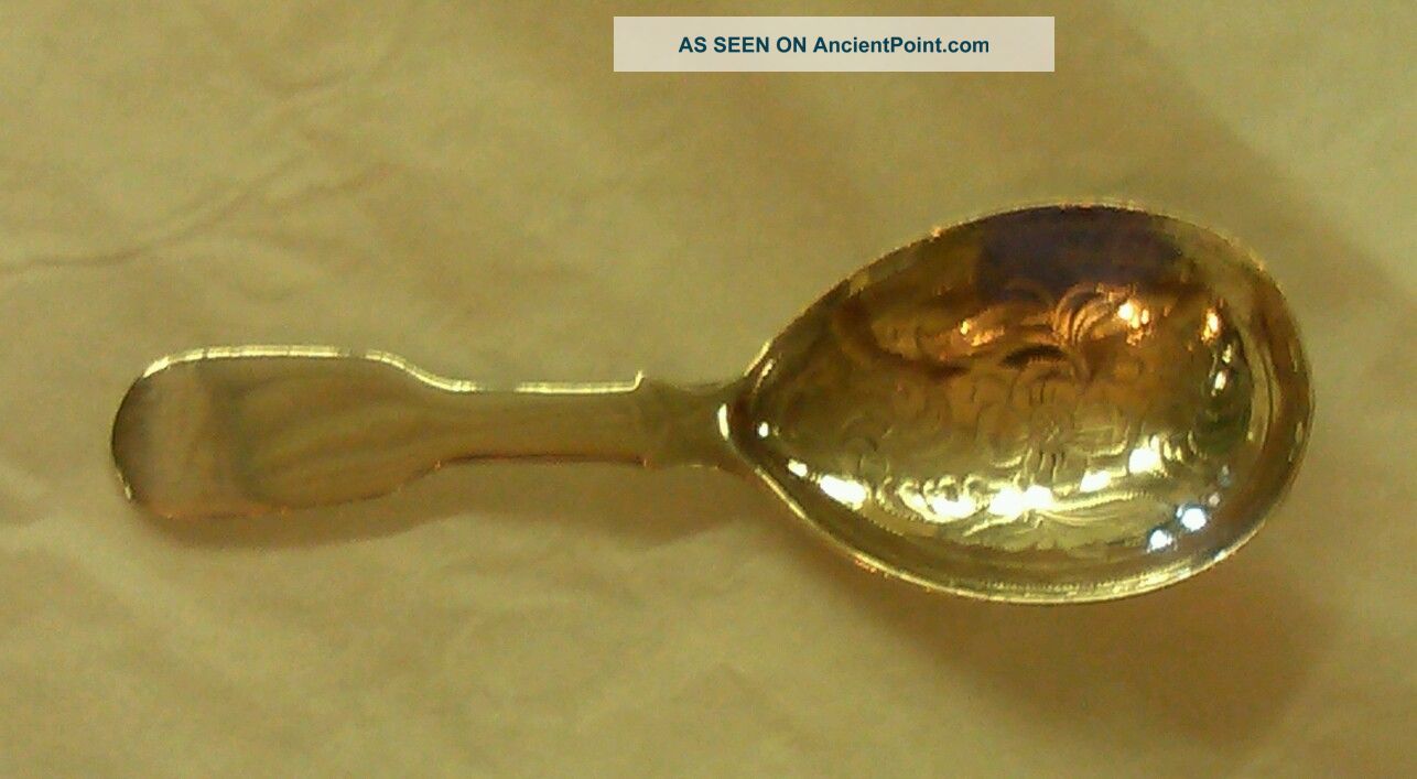 Sterling Tea Caddy Spoon Engraved Bowl George Iv James Bebee London 1829 Other photo