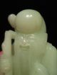Rare & 19th C.  Antique Chinese Pale Celadon Jade Figure Statue Shoulao Brush Washers photo 5