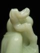 Rare & 19th C.  Antique Chinese Pale Celadon Jade Figure Statue Shoulao Brush Washers photo 6