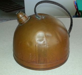 Large Antique Copper Dome Tea Kettle W/design☆ Made In The Usa☆ photo