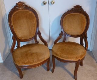 Antique Eastlake Victorian Parlor Side Chairs (pair) photo