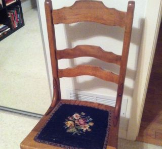 Antique Chair With Embroidered Seat photo