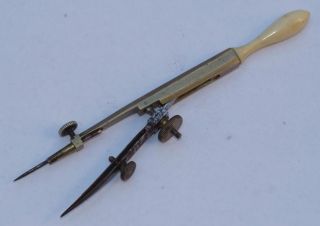 19th Century Small French Brass Bow - Compass - Drawing Drafting Instrument Tool photo