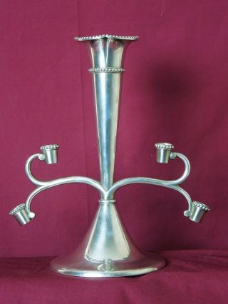 Silver Plated Single Trumpet Epergne Vase Deco Look & Impressive Piece photo