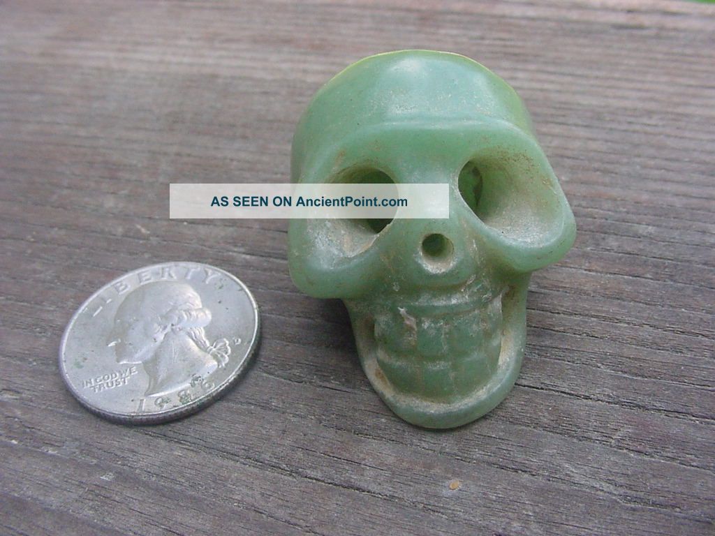 Rare Sacred Green Jade Shaman ' S Magical Skull Drum Mallet Hongshan Culture 02 Amulets photo