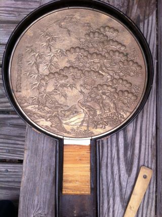 Antique Japanese Edo Period Bronze Mirror Kagami In Orig.  Box Pristine photo